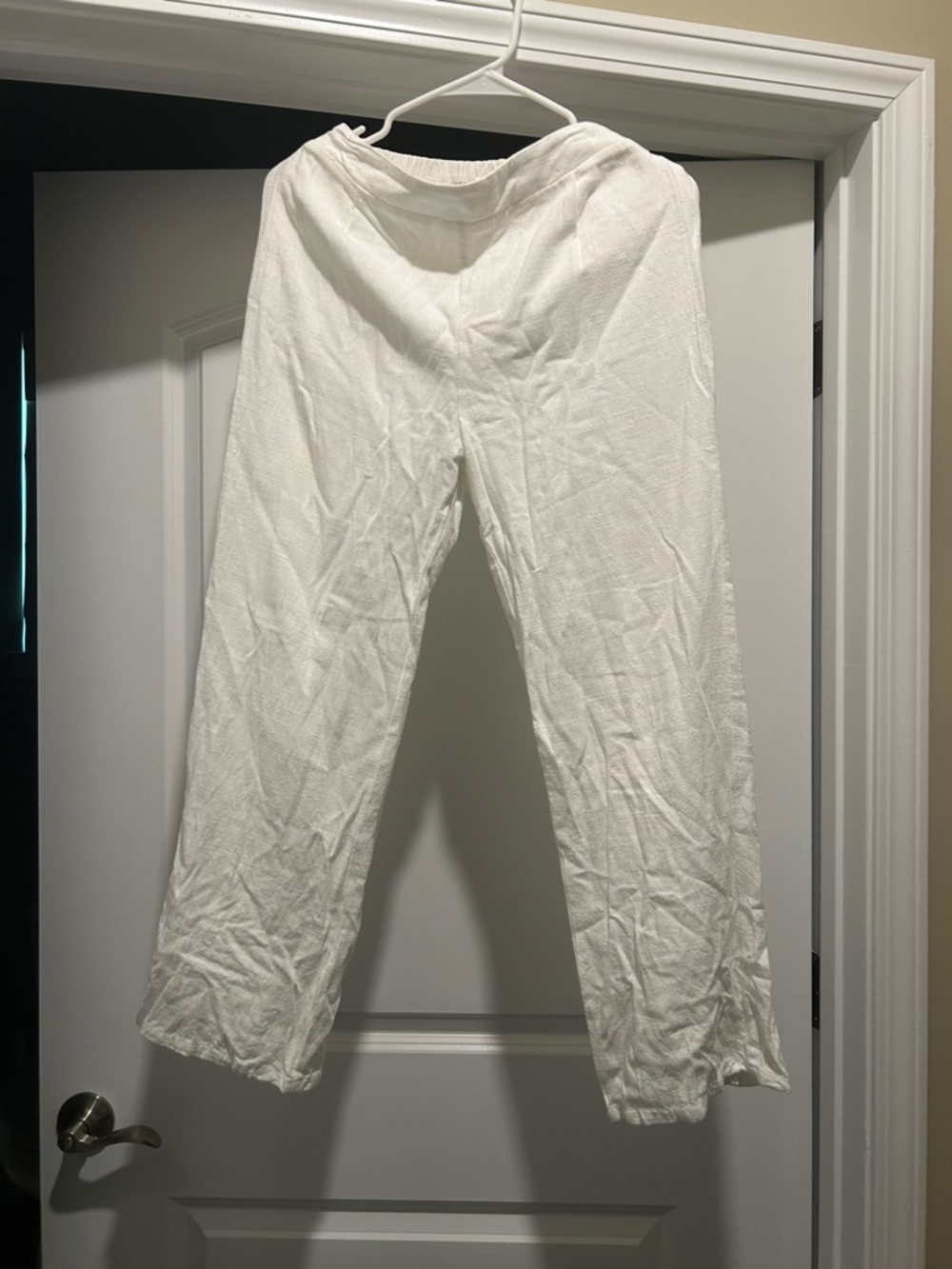 White Lightweight Elastic Waist Pants